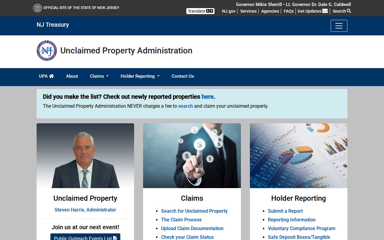 Nutley residents directory New Jersey unclaimed-property search route