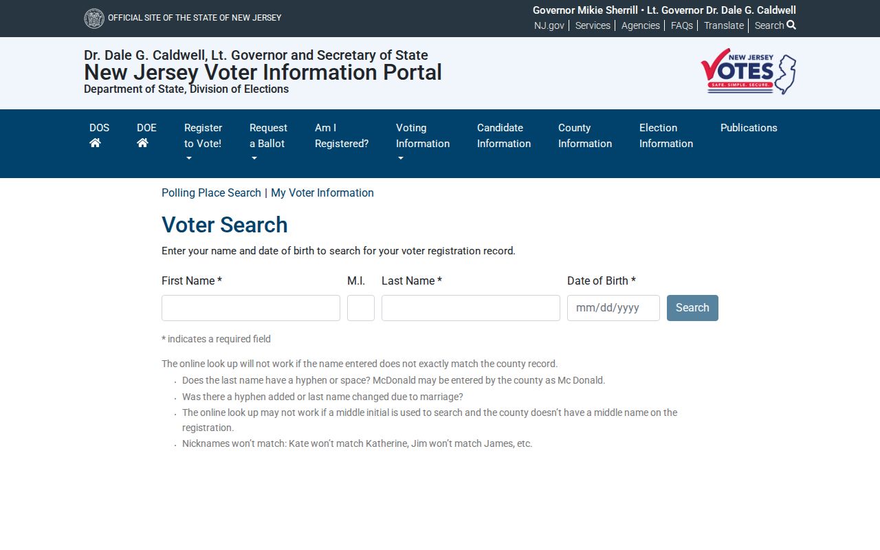 Nutley resident lookup source, New Jersey voter registration check